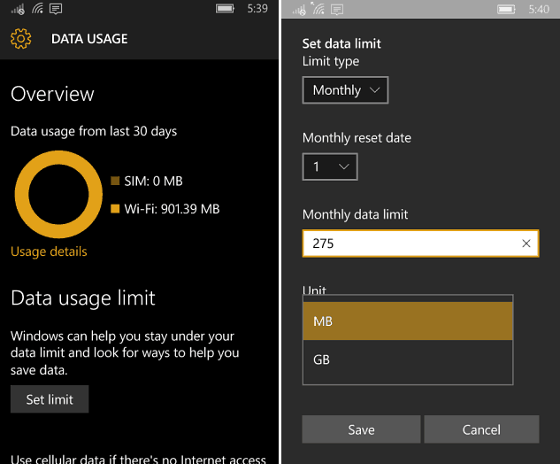 Jak spravovat využití mobilních dat v systému Windows Phone