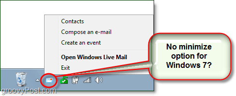 Jak skrýt Windows Live Mail jako ikonu minimalizovaného systémového zásobníku v systému Windows 7