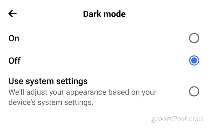 Facebook Dark Mode Nastavení Android Soukromí Dark Mode zapnuto vypnuto