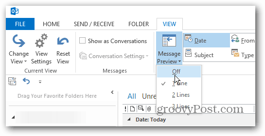 Jak přizpůsobit náhled zprávy v aplikaci Outlook 2013