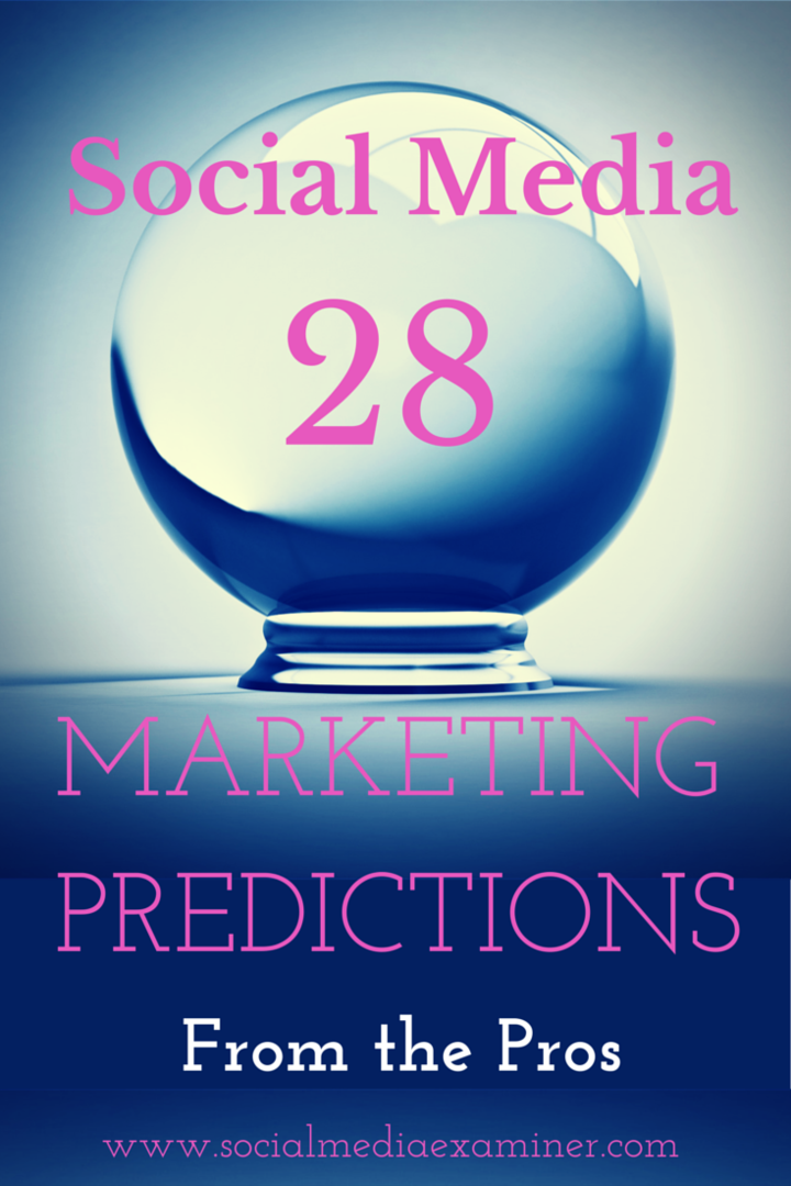 28 předpovědí marketingu sociálních médií pro rok 2015 Od profesionálů: zkoušející sociálních médií