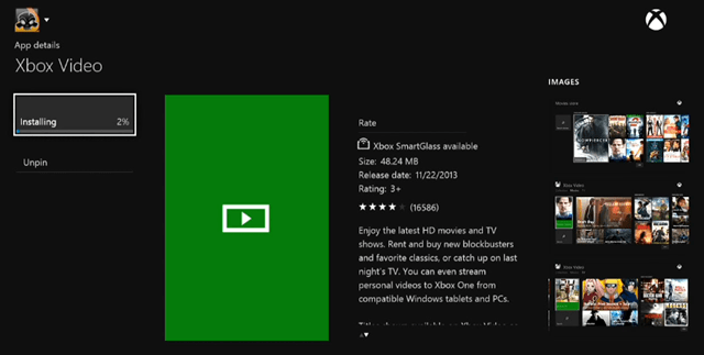Video aplikace Xbox