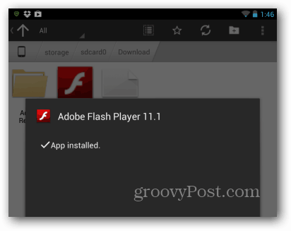 Nainstalován Android Flash Player