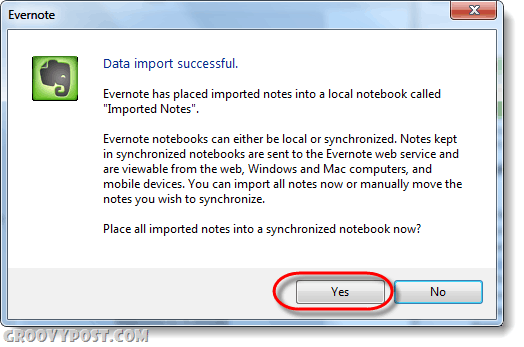 import dat úspěšně Evernote