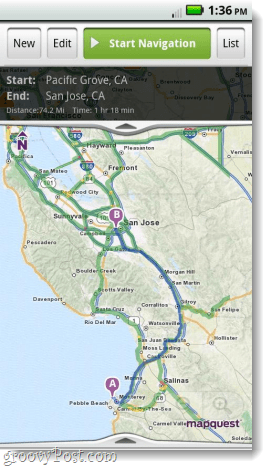 Mapquest pro navigaci aplikací pro Android