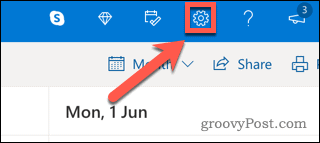Ikona nastavení v aplikaci Outlook