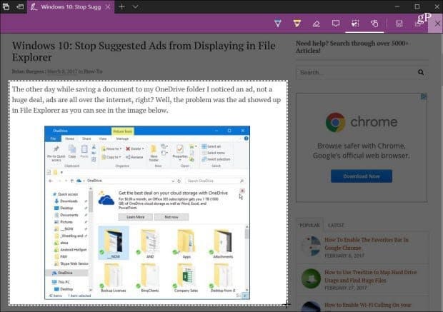 Jak sdílet webový obsah pomocí Microsoft Edge v systému Windows 10