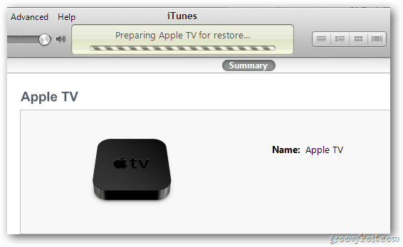 Průběh obnovy Apple TV
