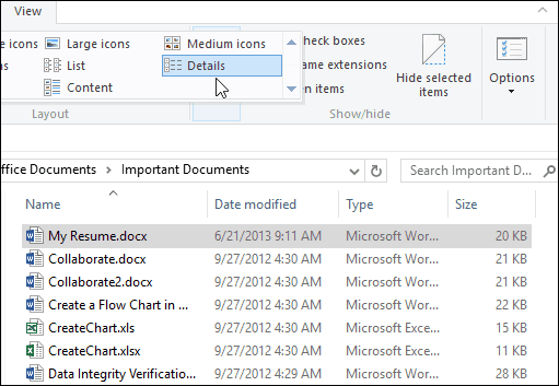 Podrobnosti o souborech Windows Explorer 10