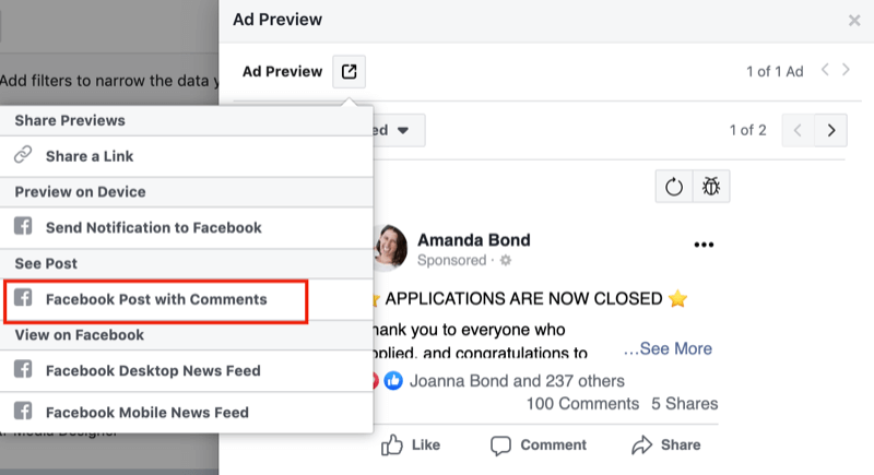 krok 1, jak zkontrolovat negativní zpětnou vazbu pro reklamy na Facebooku
