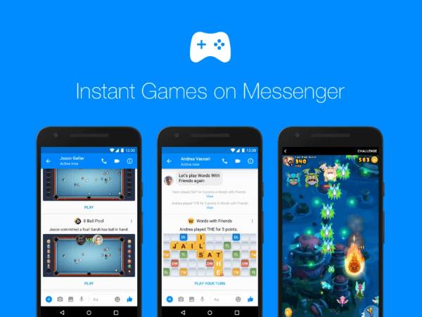 Facebook zavádí Okamžité hry pro Messenger v širším měřítku a zavádí nové bohaté herní funkce, herní roboty a odměny.