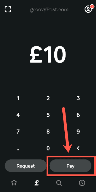 tlačítko platby v hotovosti aplikace