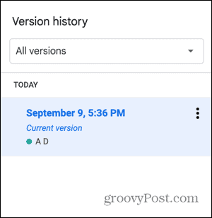 google docs prázdná historie verzí