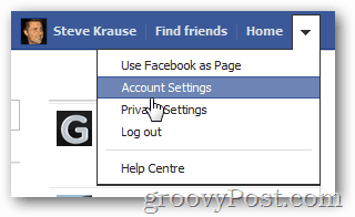 facebook klikněte na nastavení účtu