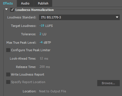 Toto nastavení normalizace hlasitosti používám při exportu svého zvukového souboru do aplikace Adobe Premiere.