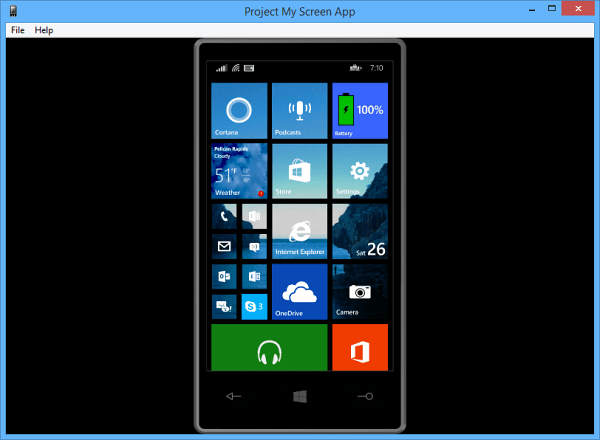 Windows Phone 8.1 Umožňuje promítání obrazovky do počítače