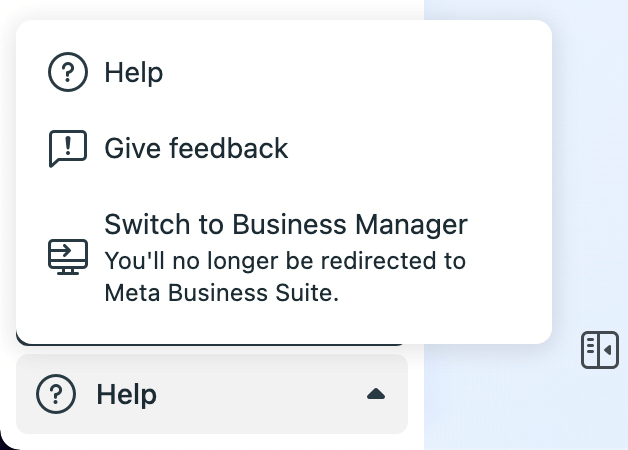obrázek možnosti Přepnout na Business Manager v Meta Business Suite