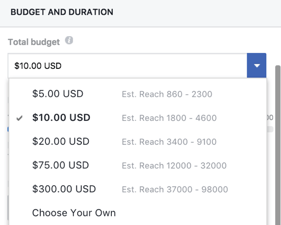 Rozpočet příspěvku na Facebooku můžete nastavit ručně.