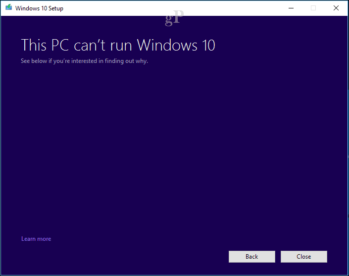 Windows 10 setup - PC nemůže spustit Windows 10