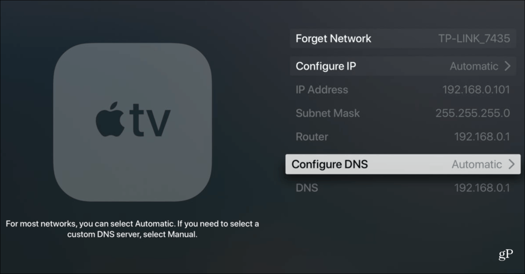 Jak změnit nastavení DNS v Apple TV