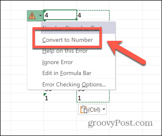 Excel převést na číslo