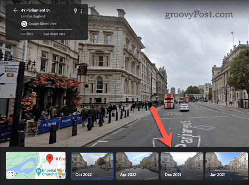 Výběr starších snímků Street View v Mapách Google