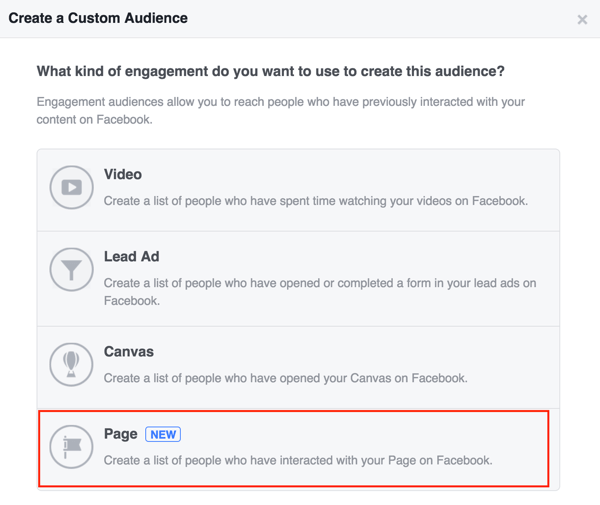 Vyberte stránku a vytvořte si vlastní publikum na Facebooku.