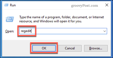 Spuštění programu Windows Run Regedit
