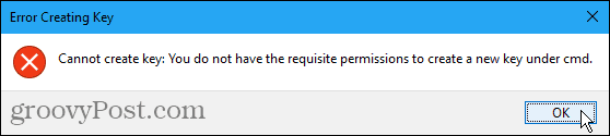 V registru systému Windows nelze vytvořit klíčovou chybu