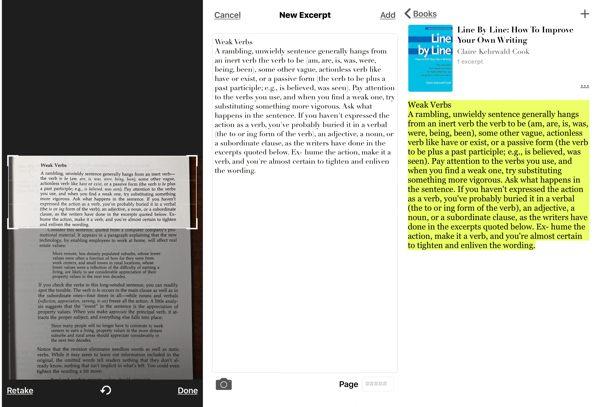 Výňatek - Zvýrazňovač knih pro iOS, jak pořídit snímek průchodu z knihy