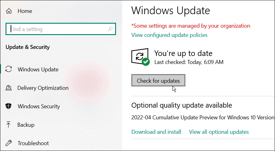 zkontrolovat aktualizace windows 10