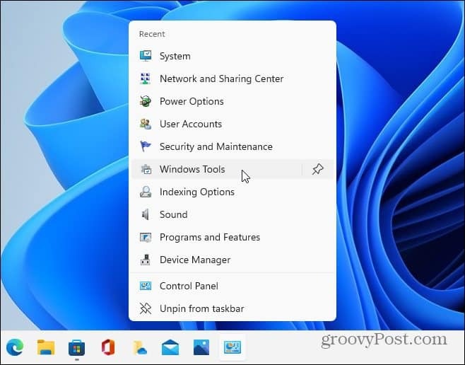 Přístup k položkám CPL na hlavním panelu Windows 11