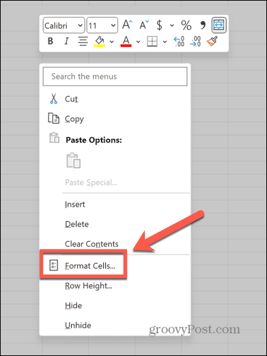 buňky ve formátu excel