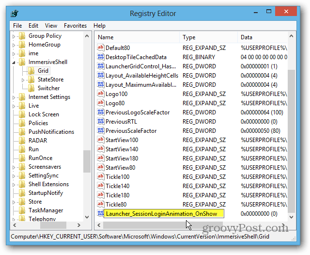 Hodnota registru DWORD systému Windows 8