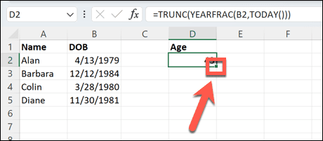 rukojeť pro tažení excel