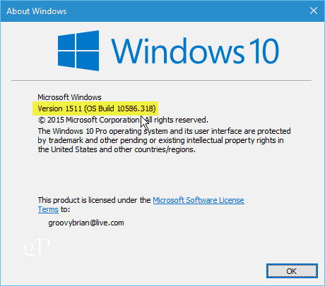 Windows 10 Verze 1511 Sestavení 10586-318
