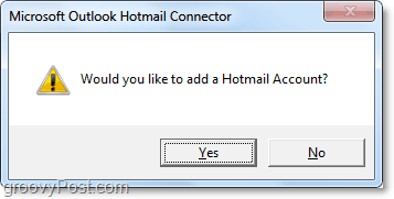 přidejte účet služby Hotmail, abyste se mohli podívat pomocí nástroje Connector