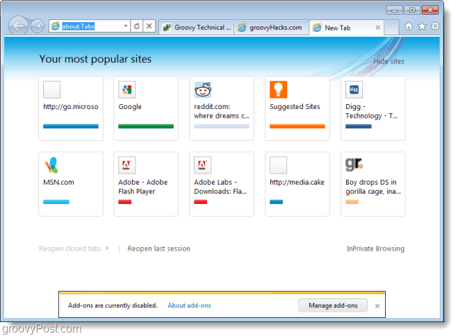Prohlídka Beta Screenshot aplikace Internet Explorer 9