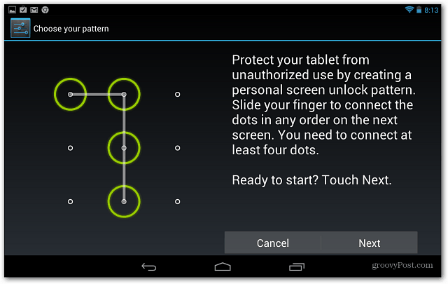 Nastavte zámek obrazovky v tabletu Google Nexus 7