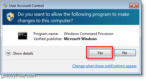 Snímek obrazovky Windows 7 -go prostřednictvím cmd admin uac