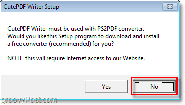 Vyhněte se instalaci PS2PDF ve Windows 7