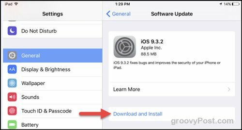Oprava zabezpečení aktualizace Apple iOS 9.3.2