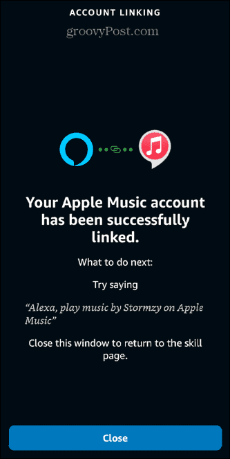 hudební účet Alexa Apple je připojen