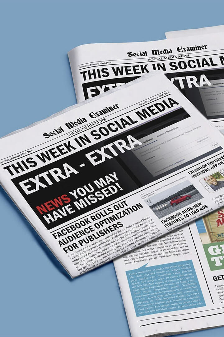 Optimalizace publika na Facebooku pro vydavatele: Tento týden v sociálních médiích: zkoušející sociálních médií