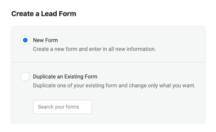 Reklamy na facebooku vedou k vytvoření nového formuláře pro zájemce s vybranou možností nového formuláře