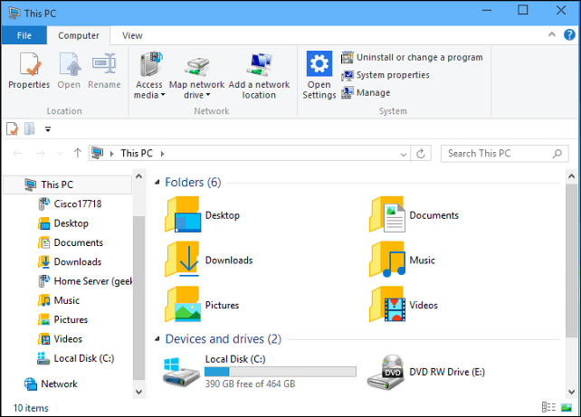 Vytvořte Průzkumník souborů systému Windows 10 vždy v tomto počítači
