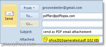 odeslání automaticky převedeného a připojeného pdf v aplikaci Outlook 2010