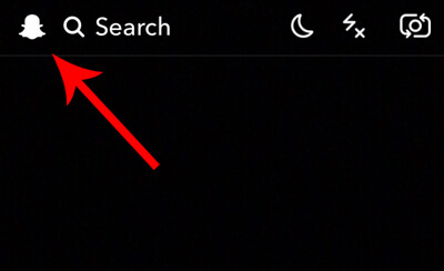 Klepněte na ikonu duchů v levé horní části obrazovky fotoaparátu Snapchat.