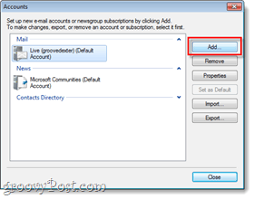 přidat e-mailový účet k živému e-mailu systému Windows