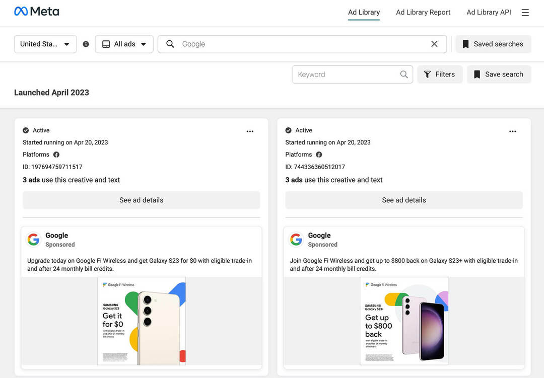 google-ads-transparency-center-meta-ad-library-api-saved-searches-ads-launched-dupril-3